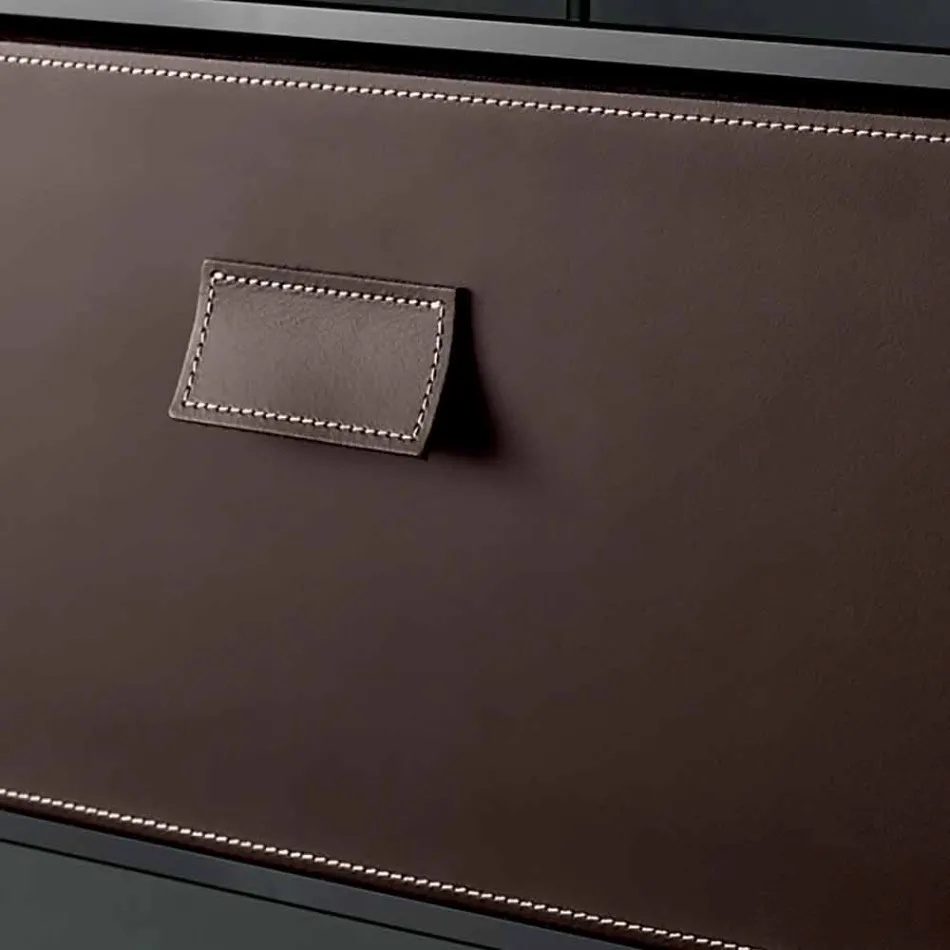 Tavolina e shtratit ne xham te tymosur me sirtar lekure 2 Dimensionet - Linzy Viadurini