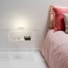 Tavolinë e gjumit transparent me dritë LED të ndriçuar me prekje Adelia Viadurini