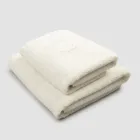 Set i plotë i peshqirëve për fytyrën dhe peshqirët për mysafirë në përzierjen e terry dhe liri - Kilim Viadurini