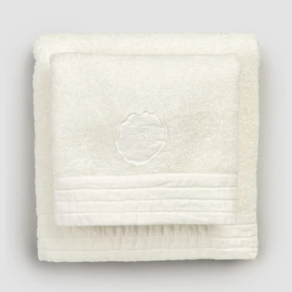 Set i plotë i peshqirëve për fytyrën dhe peshqirët për mysafirë në përzierjen e terry dhe liri - Kilim Viadurini