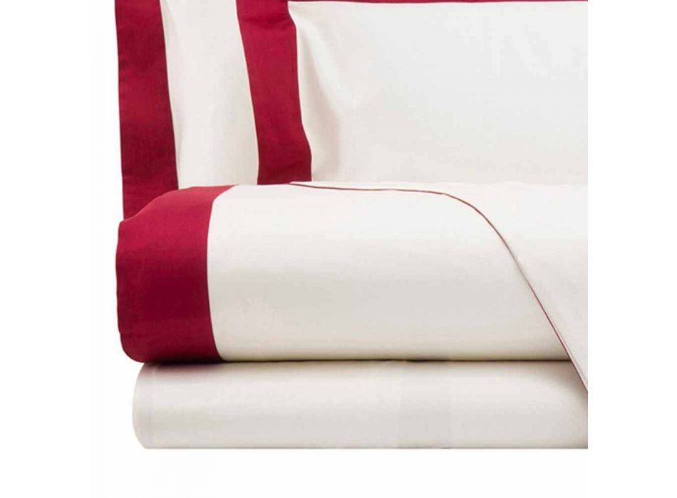 Sete fletë satenesh për krevat dopio me skajet me ngjyra - zymbyl Viadurini