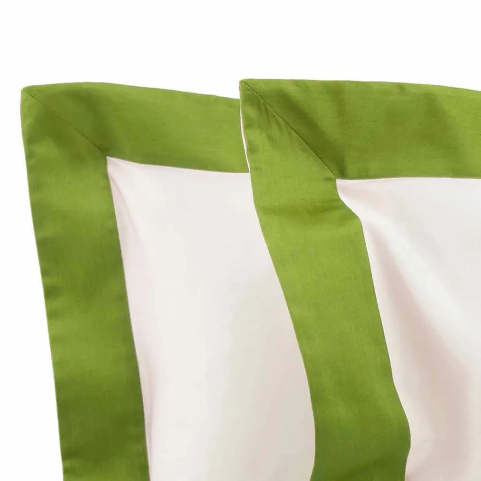 Sete fletë satenesh për krevat dopio me skajet me ngjyra - zymbyl Viadurini