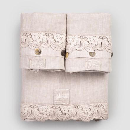 Set çarçafësh me rroba të lehta dhe dantella Armonia 2 për krevat dopio - Dettox Viadurini