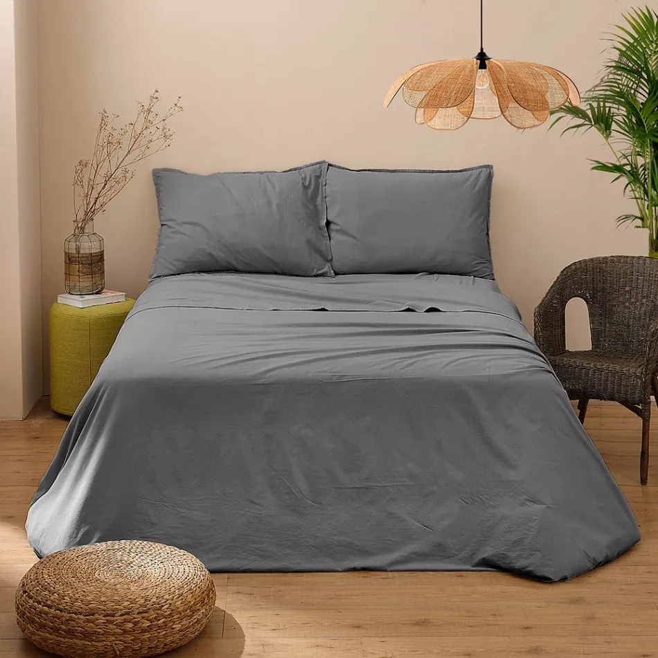 Krevat dopio i kompletuar me veshje pambuku të pastër të lyer dhe me hije - delikatesë Viadurini