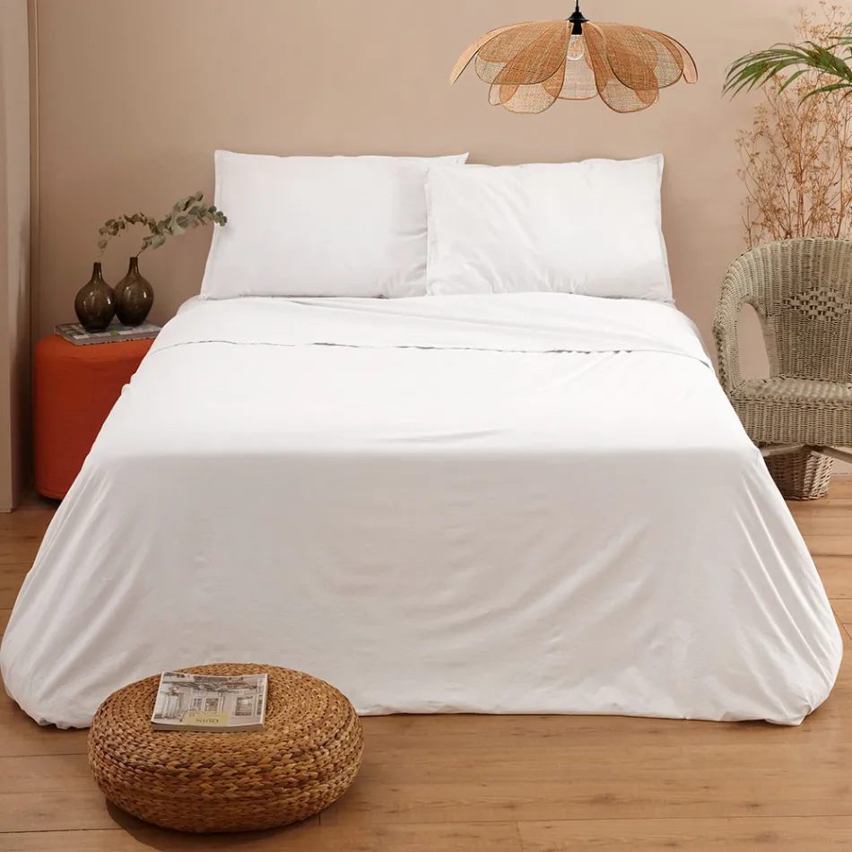 Krevat dopio i plotë me veshje pambuku të pastër të lyer dhe me hije - Delikatesë Viadurini