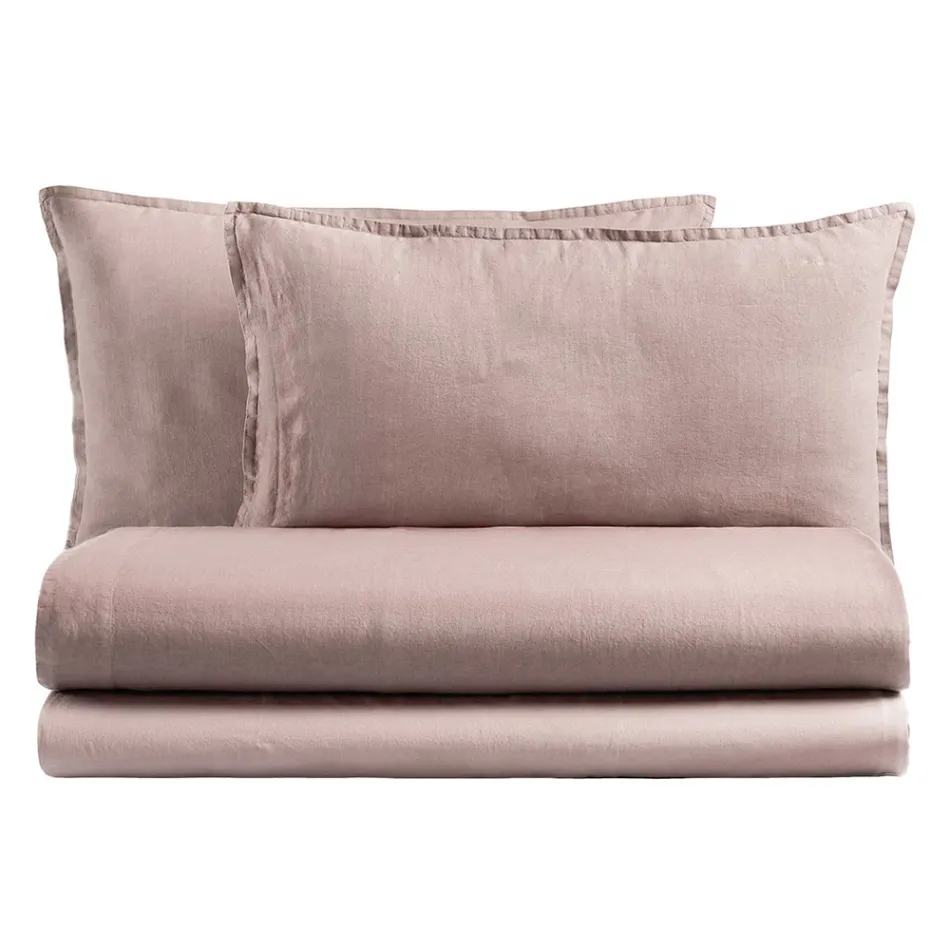 Krevat dopio i plotë me veshje pambuku të pastër të lyer dhe me hije - Delikatesë Viadurini