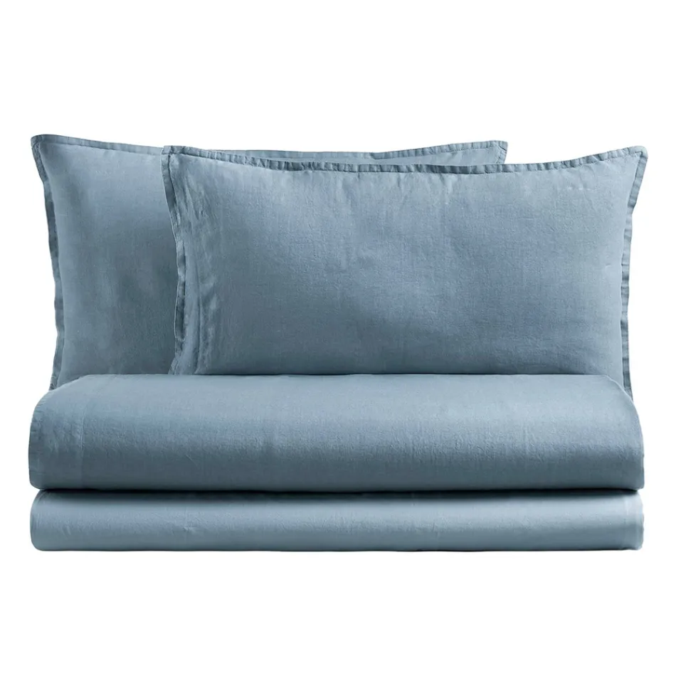 Krevat dopio i plotë me veshje pambuku të pastër të lyer dhe me hije - Delikatesë Viadurini