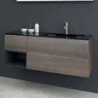 Përbërja 2 Mobilje për banjo të varura në Platinum të lakuar MDF 120 cm - Renga Viadurini