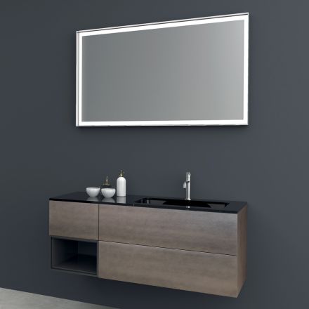 Përbërja 2 Mobilje për banjo të varura në Platinum të lakuar MDF 120 cm - Renga Viadurini