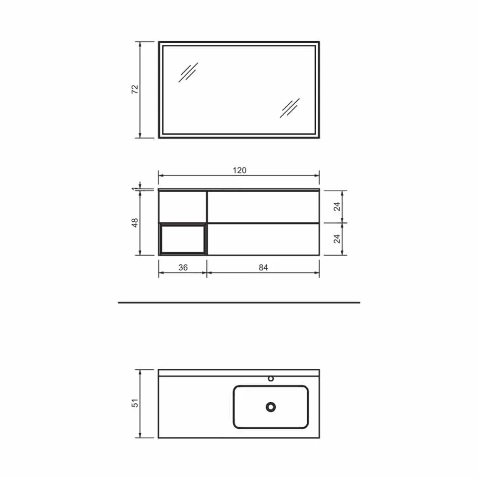 Përbërja 2 Mobilje për banjo të varura në MDF të llakuar me platin, luksoze - Renga Viadurini