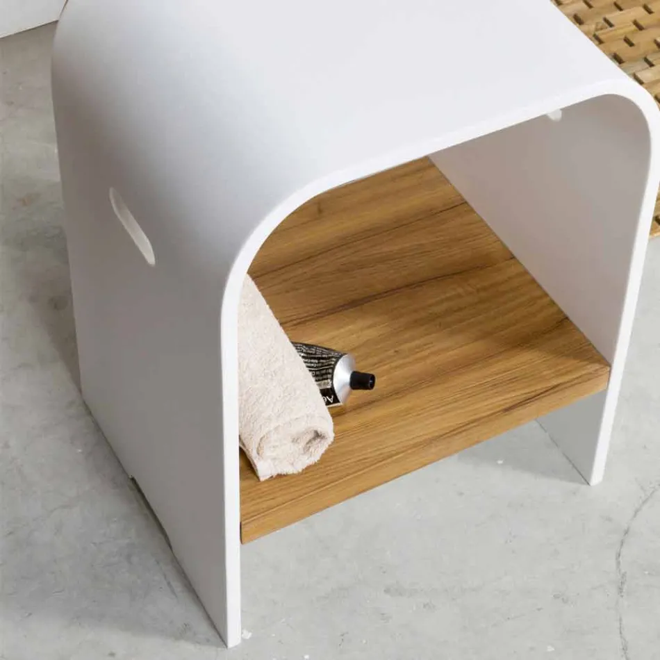 Përbërja 3 Mobilje për banjo të varur me lavaman me rrëshirë të bardhë - Verboni Viadurini