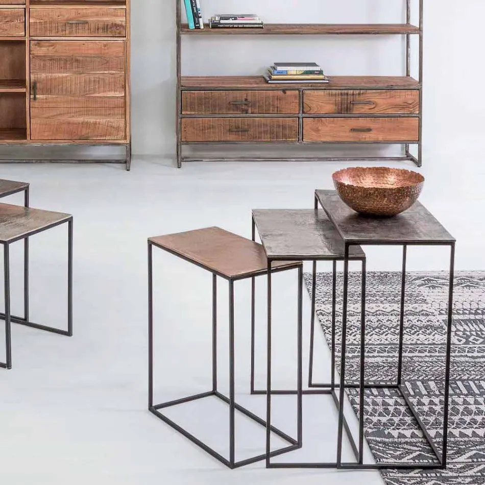 Përbërja 3 Tavolina kafeje në lëvizje alumini dhe çeliku - Salvio Viadurini