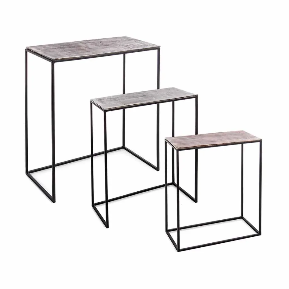 Përbërja 3 Tavolina kafeje në lëvizje alumini dhe çeliku - Salvio Viadurini