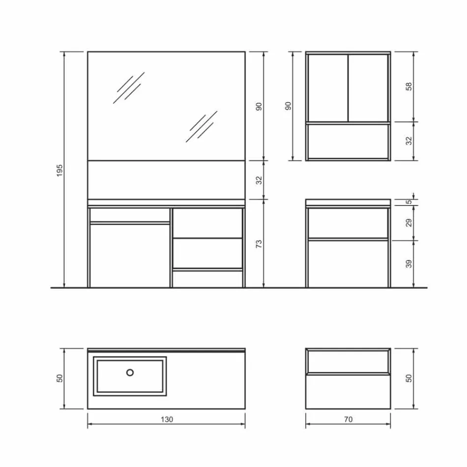 Përbërja 5 Mobilje banjo në këmbë të lirë në metal dhe ekolegno prodhuar në Itali - Cizco Viadurini