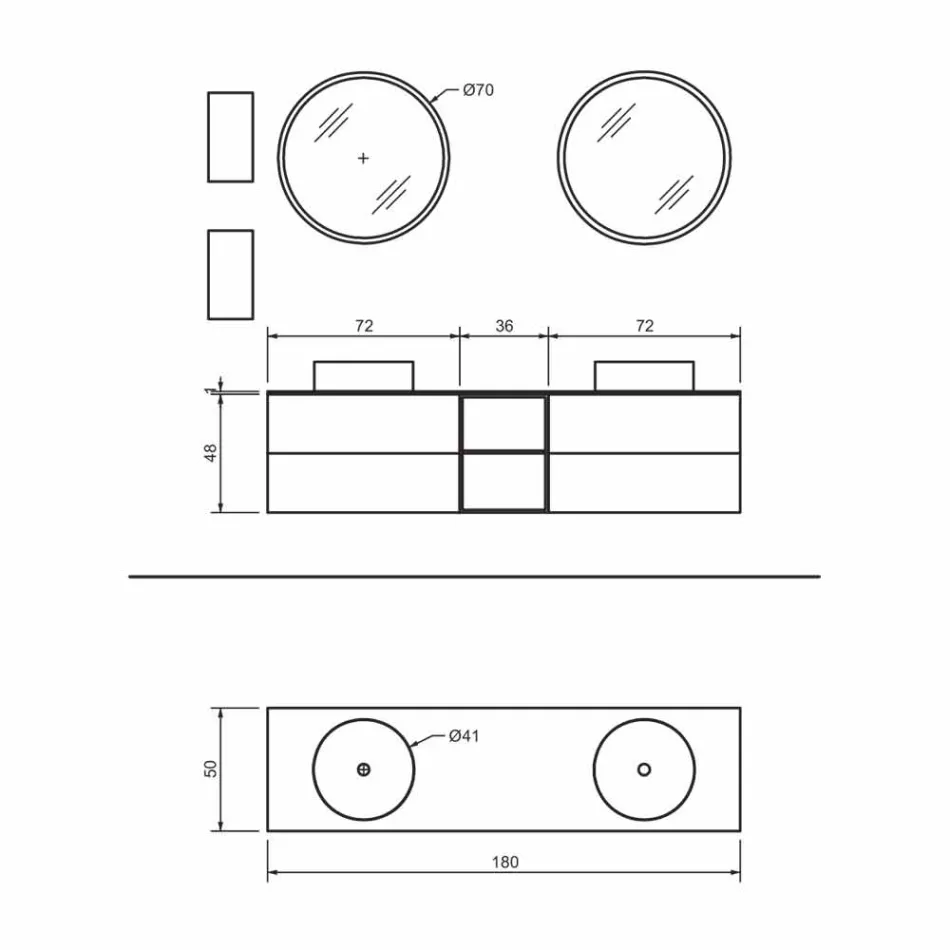 Përbërja 5 Mobilje për banjo të varura me lavaman të dyfishtë prodhuar në Itali - Renga Viadurini