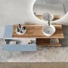 Përbërja e banjës Tiffany Blue dhe Oak me Pasqyrë Prodhuar në Itali - Ermes Viadurini