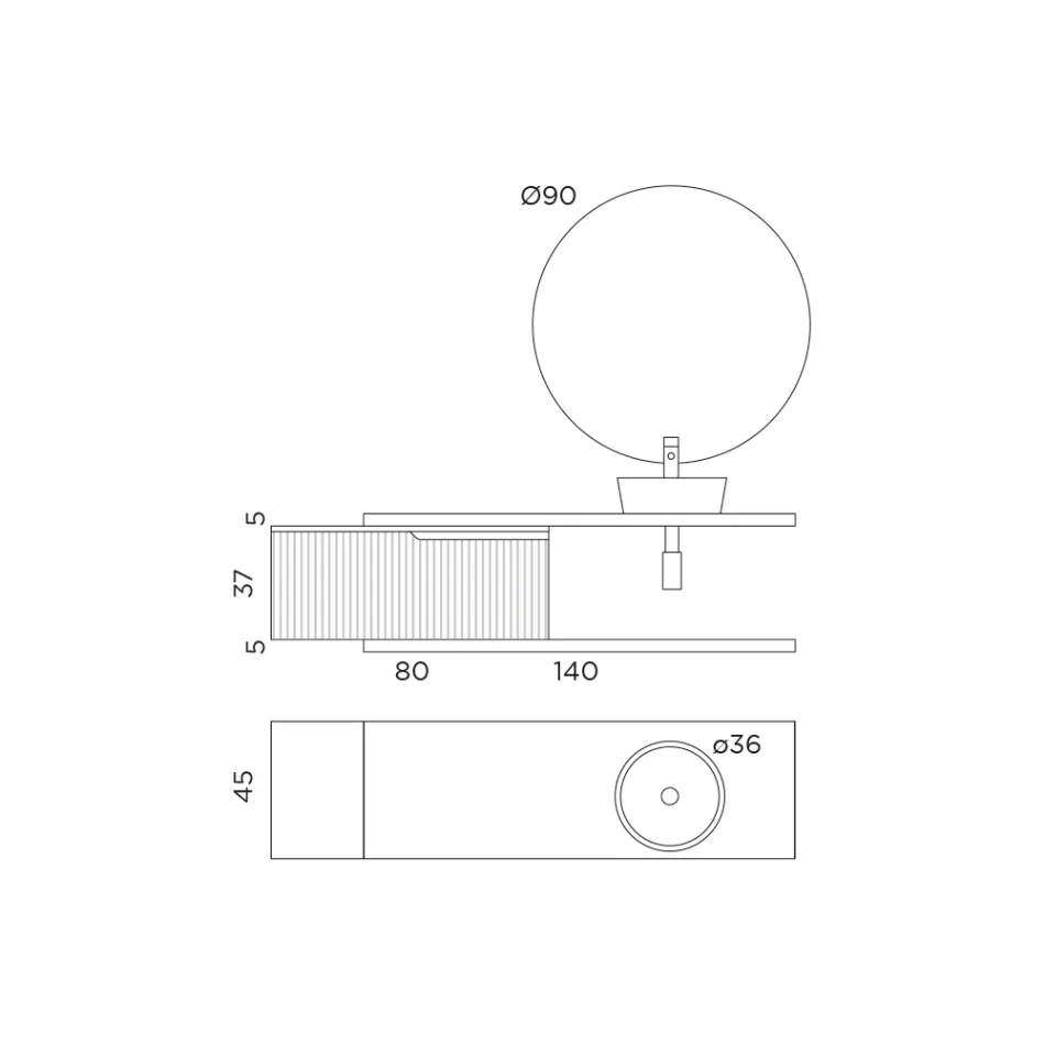 Përbërja e banjës Tiffany Blue dhe Oak me Pasqyrë Prodhuar në Itali - Ermes Viadurini