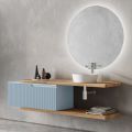Përbërja e banjës Tiffany Blue dhe Oak me Pasqyrë Prodhuar në Itali - Ermes