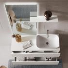 Kompozim banjoje e bardhë me pasqyrë dhe raft Prodhuar në Itali - Ares Viadurini