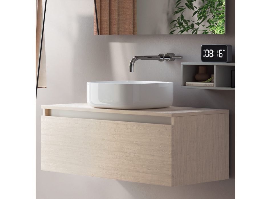 Kompozimi i banjës i kompletuar me lavaman, pasqyrë dhe bazament Made in Italy - Dream Viadurini