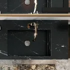 Kompozimi i banjës i kompletuar me pasqyrë dhe lavaman të dyfishtë Prodhuar në Itali - Palom Viadurini