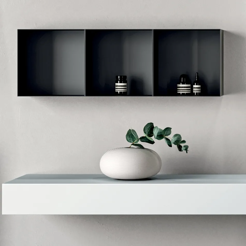 Kompozim Banjoje që Përbëhet nga një Raft me Lavaman, Dollapë Muri dhe Pasqyrë - Velaria Viadurini