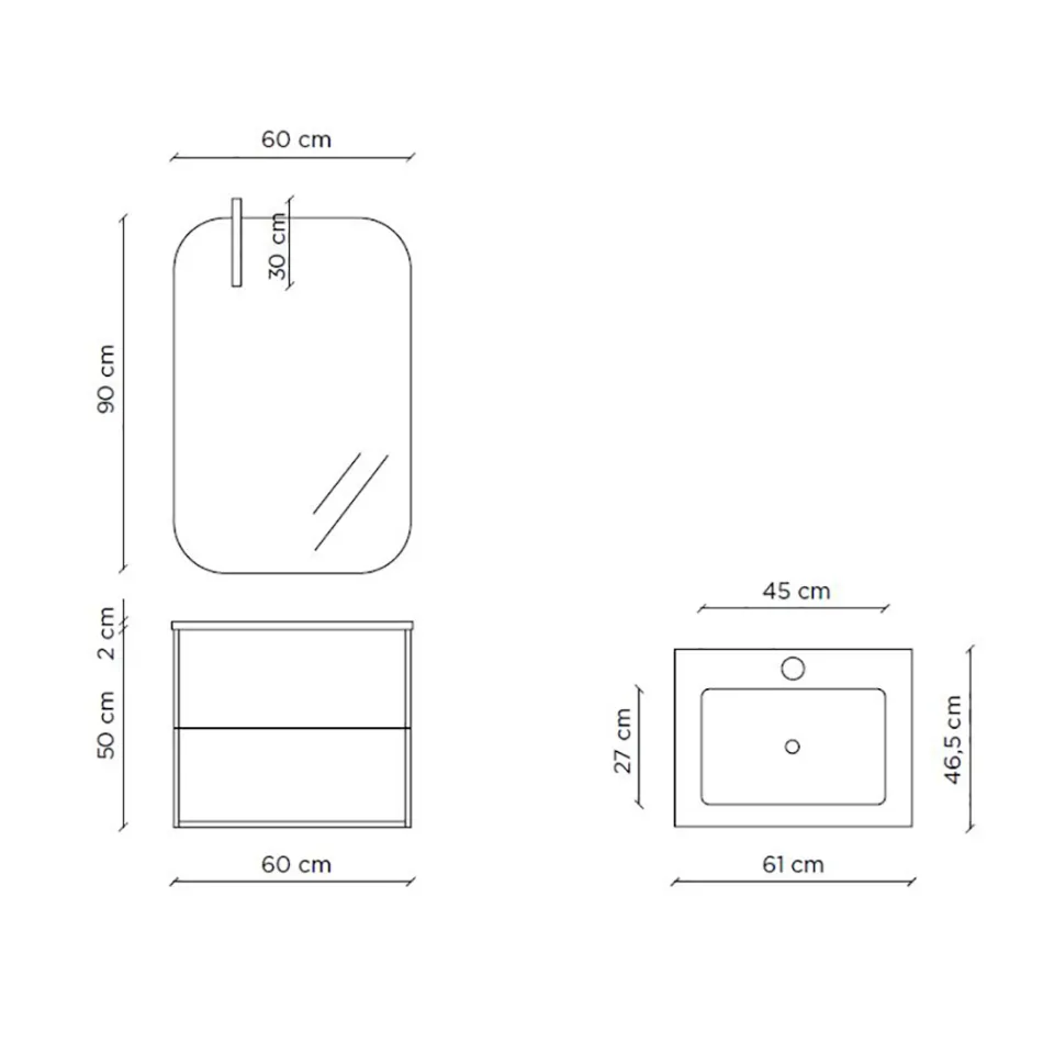 Përbërja e banjës me bazë pasqyre dhe kundër gërvishtjeve Prodhuar në Itali - Kile Viadurini