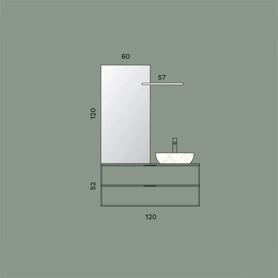 Kompozim Banjoje që Përfshin 1 Bazë me 2 Sirtarë, Lavaman dhe Pasqyrë - Orione Viadurini