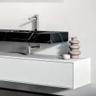 Kompozim Banjoje me 1 Sirtar të Bardhë, Pasqyrë dhe Raft Marquina HPL - Velaria Viadurini