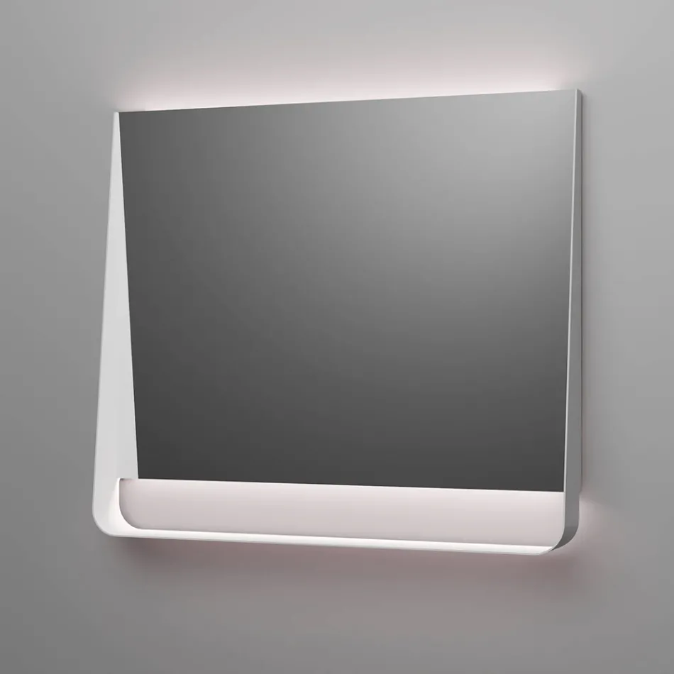 Kompozim Banjo me 2 Sirtarë, Lavaman të Bardhë, Pasqyrë dhe Dollap Muri - Elios Viadurini