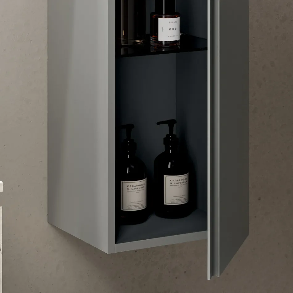 Kompozim për Banjo me 2 Sirtarë, Dollap Muri, Kolonë dhe Pasqyrë - Titan Viadurini