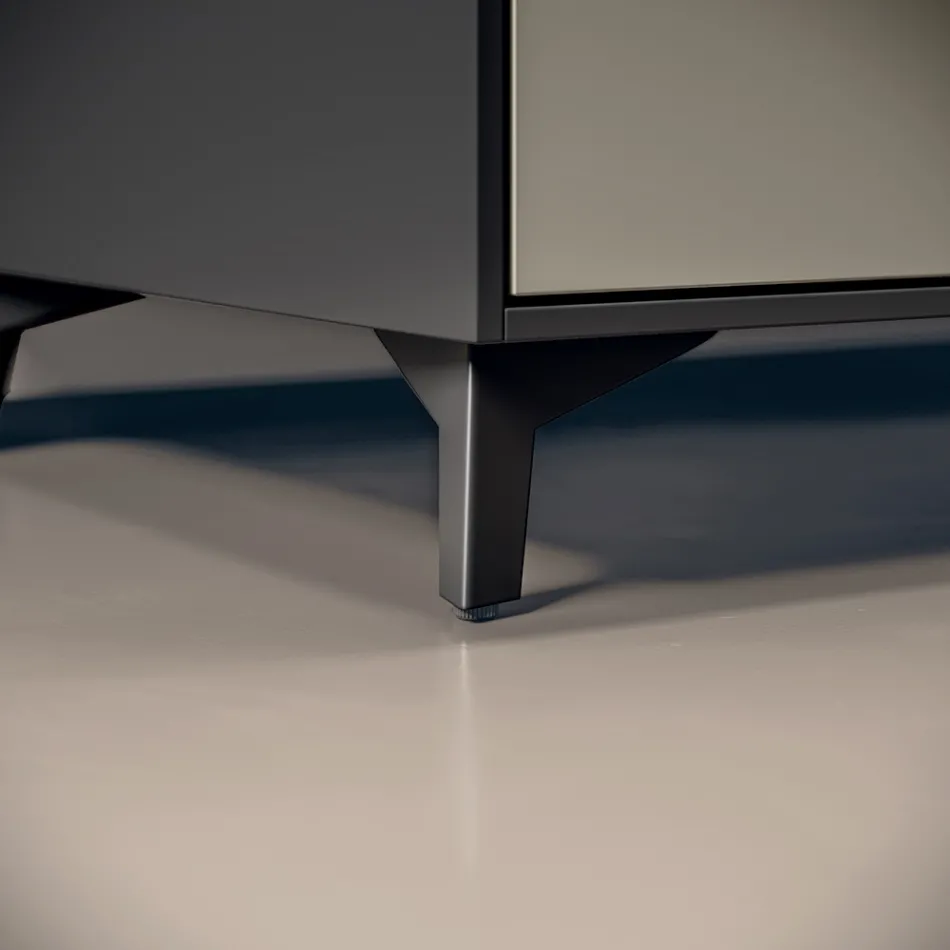 Kompozim Banjoje me 3 Sirtarë Mat Dove Gri, Pasqyrë dhe Lavaman - Velaria Viadurini