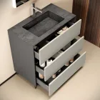 Kompozim Banjoje me 3 Sirtarë Mat Dove Gri, Pasqyrë dhe Lavaman - Velaria Viadurini