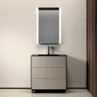 Kompozim Banjoje me 3 Sirtarë Mat Dove Gri, Pasqyrë dhe Lavaman - Velaria Viadurini