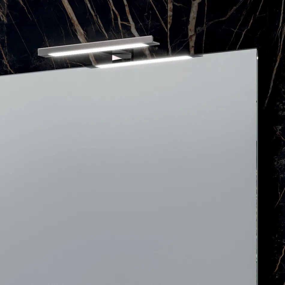 Kompozim Banjoje me 4 Sirtarë, 2 Lavamanë Qeramikë dhe Pasqyrë - Titan Viadurini