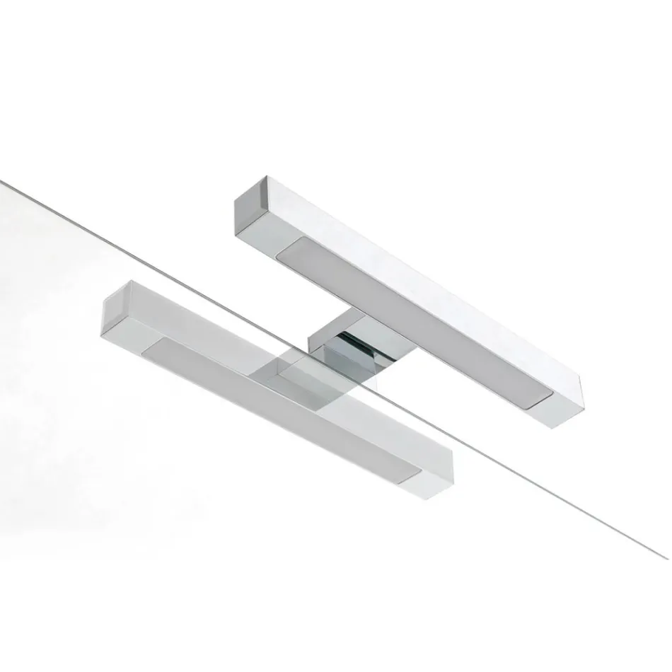 Kompozim Banjoje me 4 Sirtarë, 2 Lavamanë Qeramikë dhe Pasqyrë - Titan Viadurini