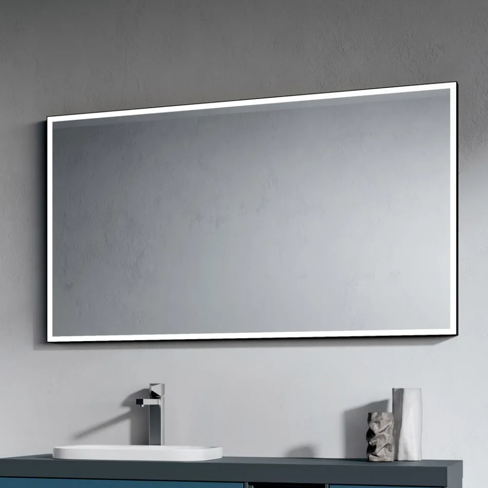 Kompozim Banjoje me 4 Sirtarë Avio Blu, Pasqyrë dhe Lavaman - Velaria Viadurini