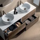 Kompozim Banjoje me 4 Sirtarë në Ngjyrë Lisi Rio, Pasqyrë dhe Lavaman - Velaria Viadurini