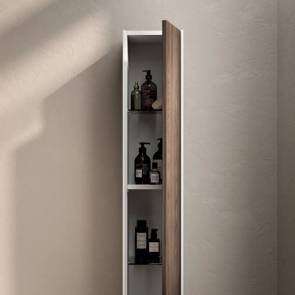 Kompozim Banjoje me 4 Sirtarë në Ngjyrë Lisi Rio, Pasqyrë dhe Lavaman - Velaria Viadurini