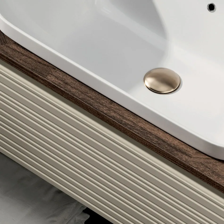 Kompozim Banjoje me 4 Sirtarë, Lavaman, Pasqyrë dhe Rafte të Hapura - Elios Viadurini