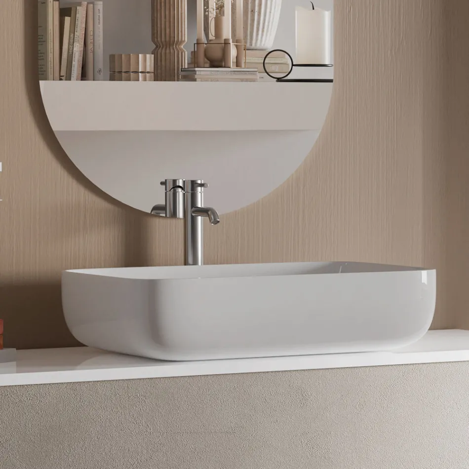 Kompozim banjoje me bazë guri Havana, pasqyrë dhe lavaman Prodhuar në Itali - Kilo Viadurini