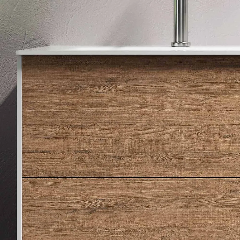 Kompozim banjoje me bazë lisi mjalti, lavaman dhe pasqyrë Prodhuar në Itali - Kile Viadurini