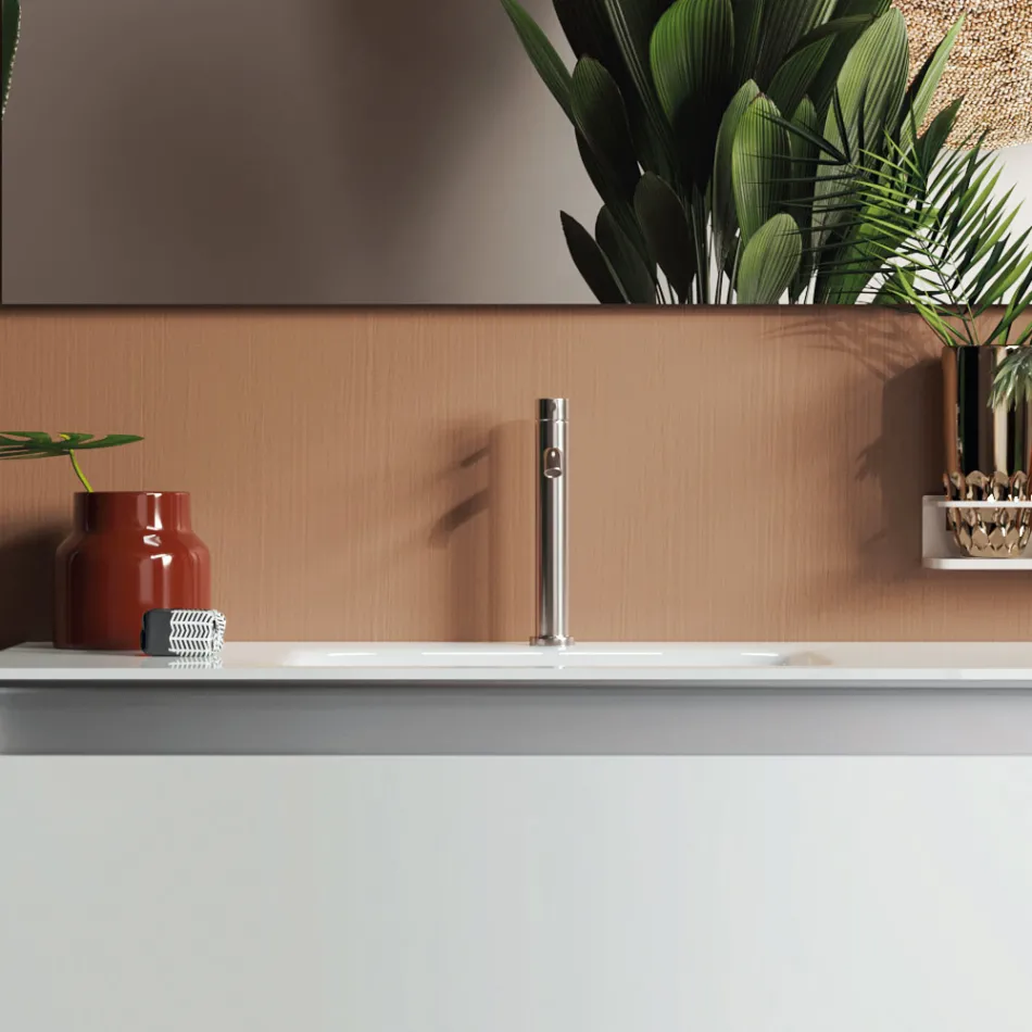 Kompozim banjoje me baze te varur, pasqyre dhe lavaman Made in Italy - Dream Viadurini