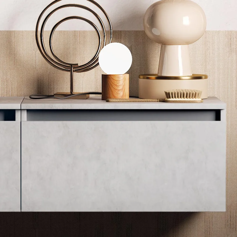 Kompozim banjoje me lavaman, baze te varur dhe pasqyre Made in Italy - Dream Viadurini