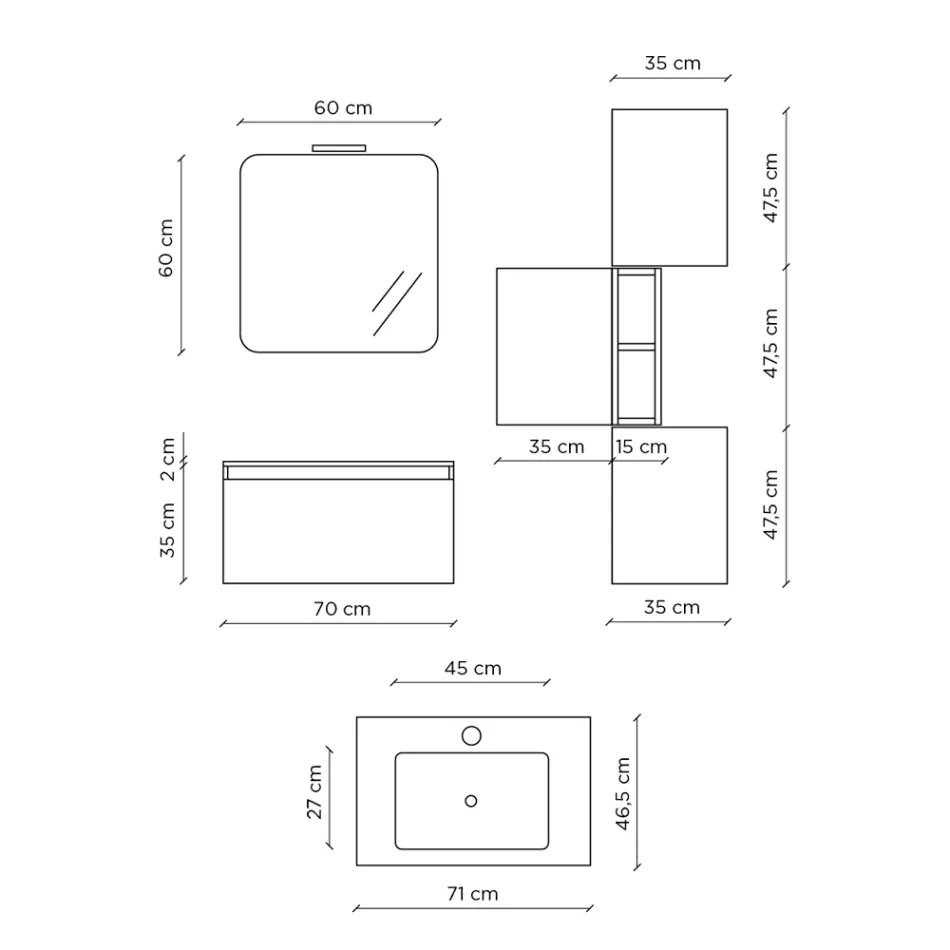 Përbërja e banjës me lavaman me rrëshirë, Made in Italy Bazë kundër gërvishtjeve - Dream Viadurini