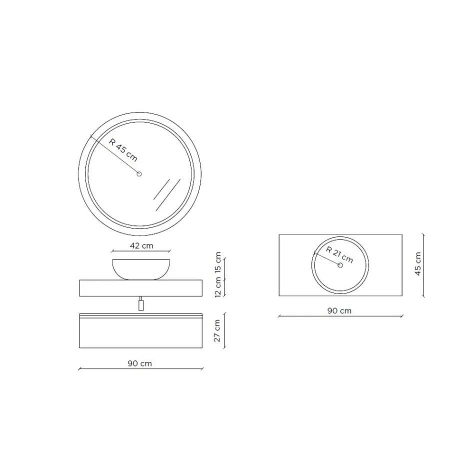 Kompozim banjoje me lavaman rezine dhe pasqyre Made in Italy - Palom Viadurini