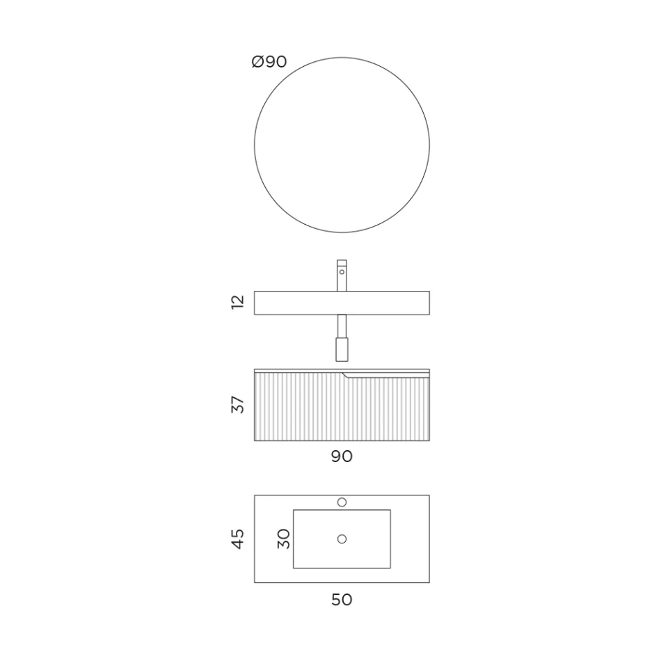 Kompozim banjoje me top Calacatta HPL Made in Italy - Talassa Viadurini
