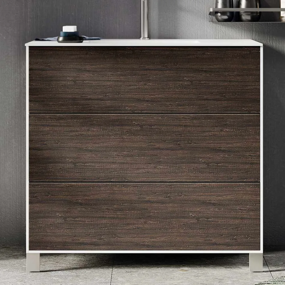 Kompozim Banjoje me Pasqyrë, Bazë dhe Lavaman Rrëshire Prodhuar në Itali - Kilos Viadurini