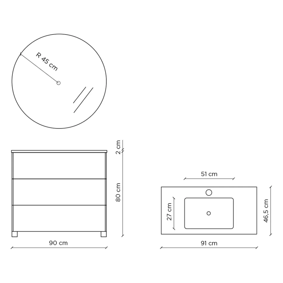 Kompozim Banjoje me Pasqyrë, Bazë dhe Lavaman Rrëshire Prodhuar në Itali - Kilos Viadurini