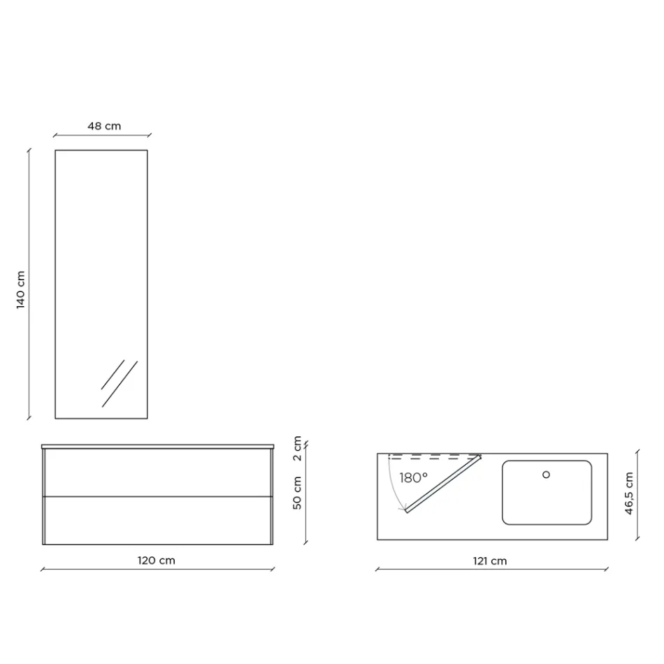 Përbërja e banjës me pasqyrë rrotulluese 180° Bazë dhe lavaman Prodhuar në Itali - Kilo Viadurini